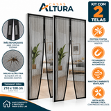 Kit 2 Tela Mosquiteira para Porta com Fecho Magnético 210x100cm - Fácil Instalação, Ventilada